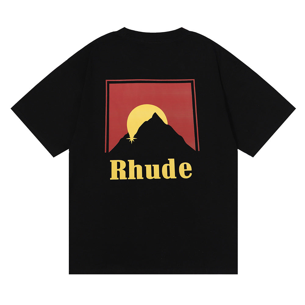 Rhude T-shirt Sunset Design Sense Printed Short Sleeve T-shirt