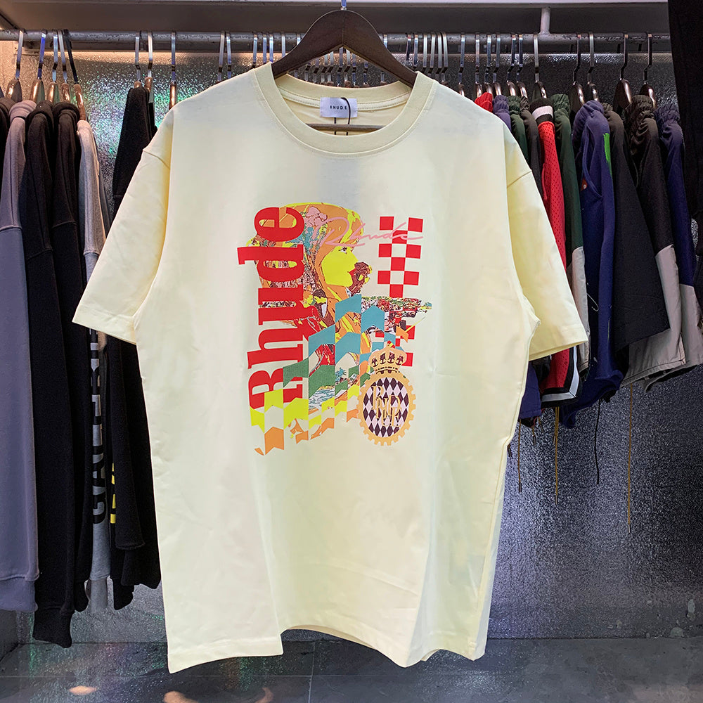 Rhude T-shirts Cotton Short Sleeves Loose Men and Women
